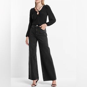 Express Matte Jersey Long Sleeve Strappy Keyhole Top Size Medium